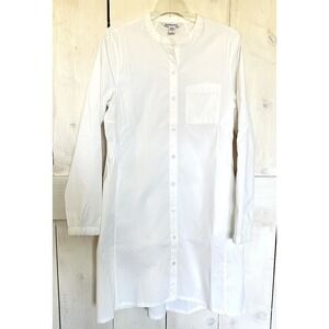 Athleta Crisp Button Front Long‎ Sleeve Lightweight Midi Summer Dress Size SMALL